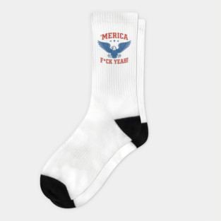 'Merica F*ck Yeah USA Eagle Bold Patriotic 4th of July Socks