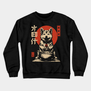Akita Dog Enjoying Ramen in Ukiyo-e Style Crewneck Sweatshirt