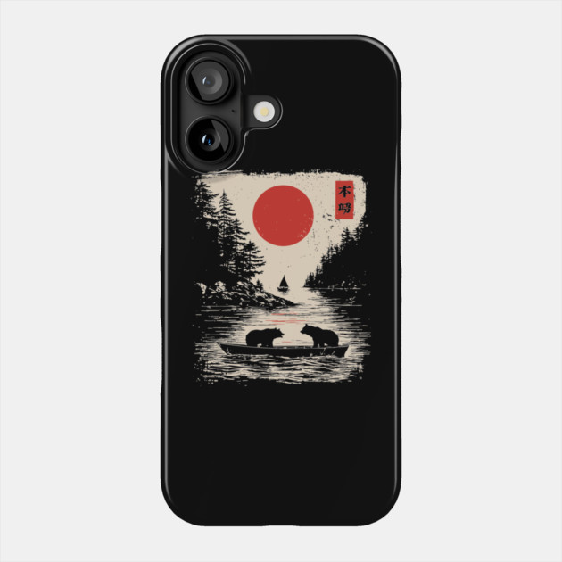 Tranquil Bears at Dusk in Japanese Style Phone Case by TuncGK