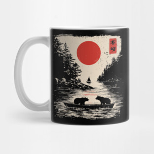 Tranquil Bears at Dusk in Japanese Style Mug