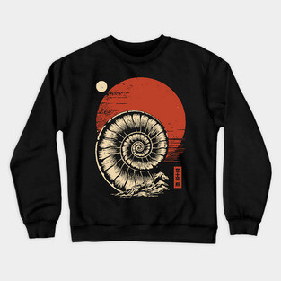 Spiraled Fossil in Ancient Ukiyo-E Tones Crewneck Sweatshirt