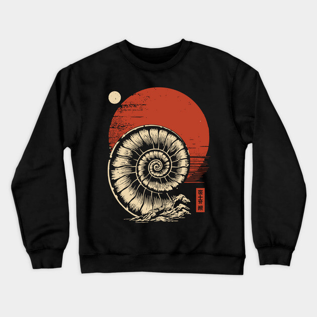 Spiraled Fossil in Ancient Ukiyo-E Tones Crewneck Sweatshirt by TuncGK