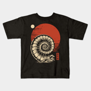 Spiraled Fossil in Ancient Ukiyo-E Tones Kids T-Shirt