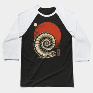 Spiraled Fossil in Ancient Ukiyo-E Tones Baseball T-Shirt