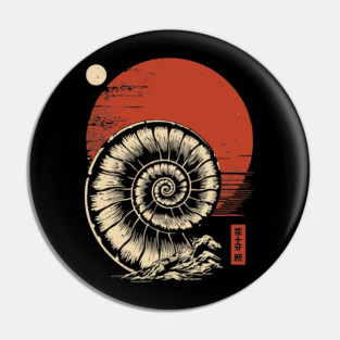 Spiraled Fossil in Ancient Ukiyo-E Tones Pin