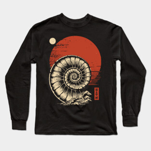 Spiraled Fossil in Ancient Ukiyo-E Tones Long Sleeve T-Shirt