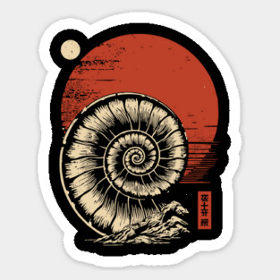 Spiraled Fossil in Ancient Ukiyo-E Tones Sticker