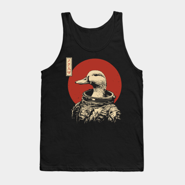 Astronaut Goose in Retro Futuristic Ukiyo-e Tank Top by TuncGK