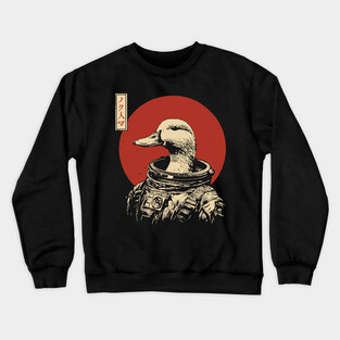 Astronaut Goose in Retro Futuristic Ukiyo-e Crewneck Sweatshirt