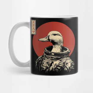 Astronaut Goose in Retro Futuristic Ukiyo-e Mug