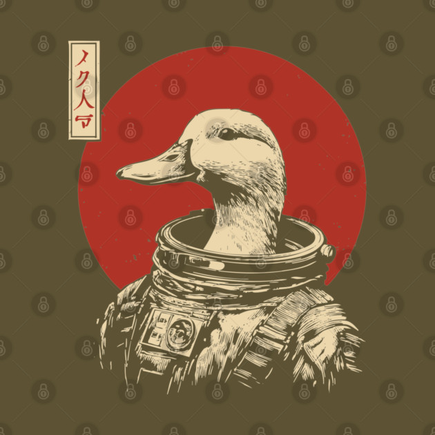 Astronaut Goose in Retro Futuristic Ukiyo-e by TuncGK