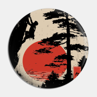 Forest Bouldering in Woodblock Tranquility Pin