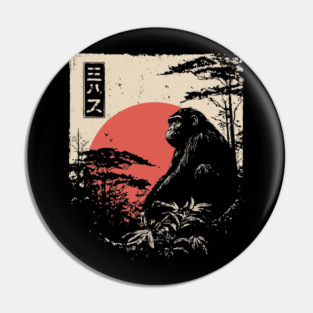 Thoughtful Chimpanzee in Jungle Silence Pin