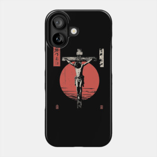 Crucifixion Scene in Red Sun Ukiyo-e Phone Case