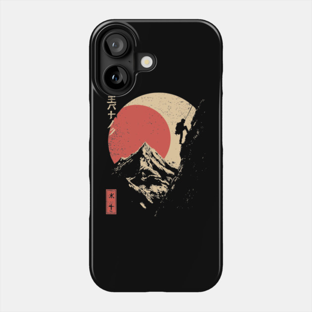 Ice Climber Scaling Mountain Under Rising Sun Phone Case by TuncGK