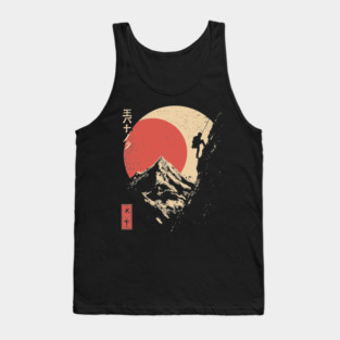 Ice Climber Scaling Mountain Under Rising Sun Tank Top