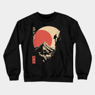 Ice Climber Scaling Mountain Under Rising Sun Crewneck Sweatshirt