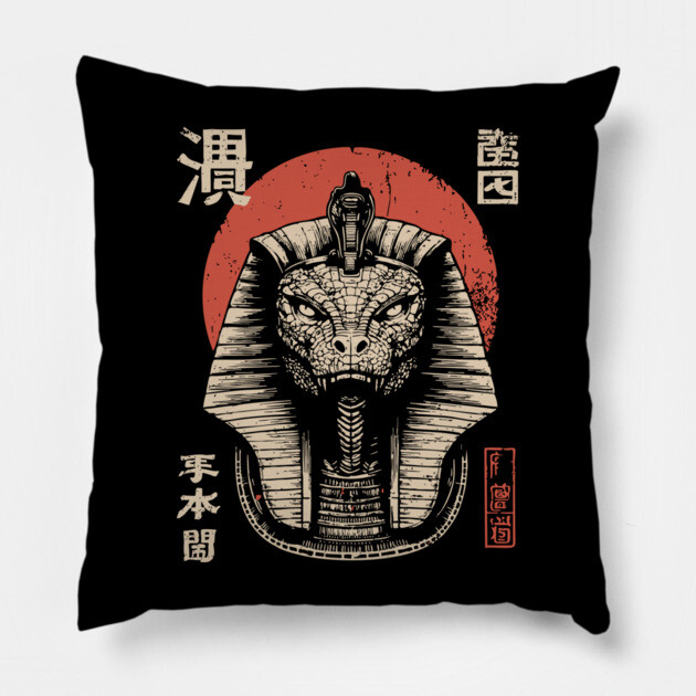 Ancient Cobra God in Mythic Ink Style Pillow by TuncGK