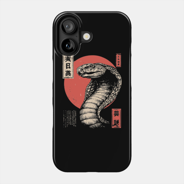 Coiled Cobra Beneath Crimson Japanese Sun Phone Case by TuncGK