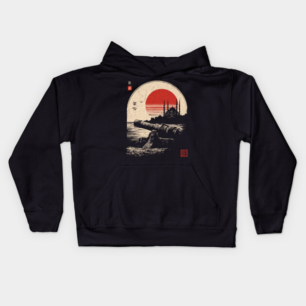 Cannons and Towers Over Ottoman Horizon Kids Hoodie by TuncGK
