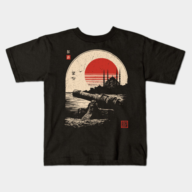 Cannons and Towers Over Ottoman Horizon Kids T-Shirt by TuncGK