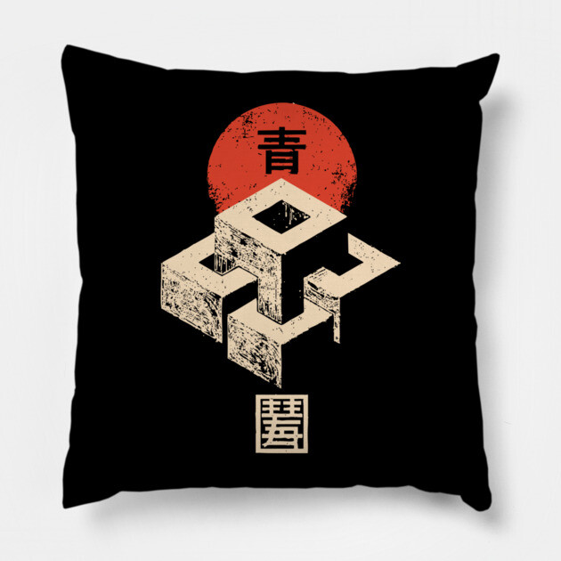 Impossible Cubes Floating in Thoughtful Balance Pillow by TuncGK