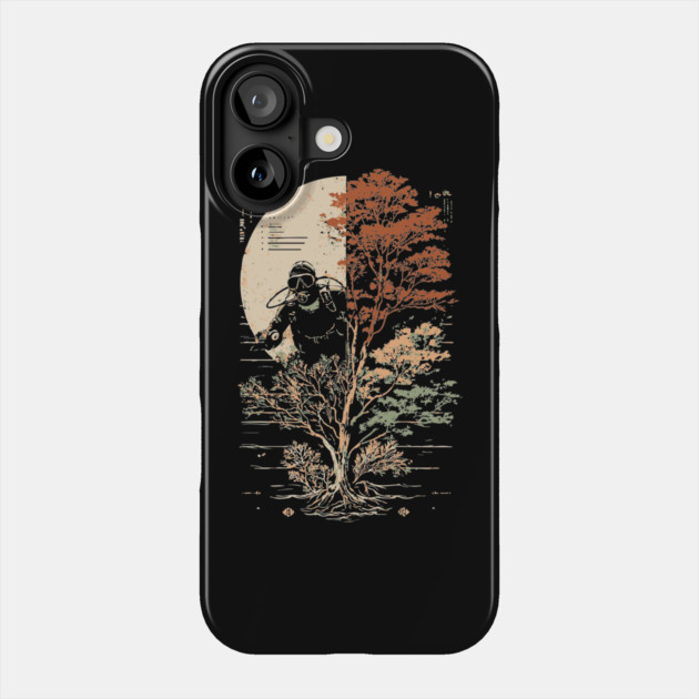 Diver and Tree in Surreal Zen Harmony Phone Case by TuncGK