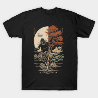 Diver and Tree in Surreal Zen Harmony T-Shirt
