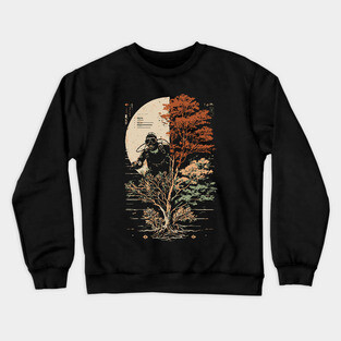 Diver and Tree in Surreal Zen Harmony Crewneck Sweatshirt