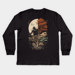 Diver and Tree in Surreal Zen Harmony Kids Long Sleeve T-Shirt