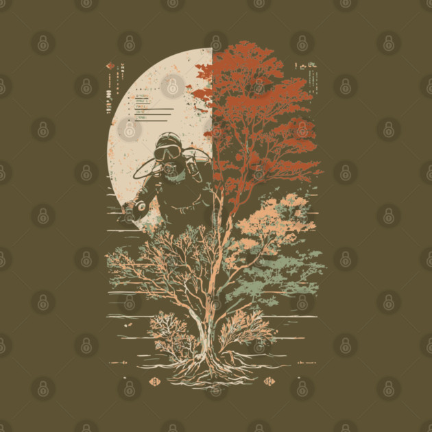 Diver and Tree in Surreal Zen Harmony by TuncGK