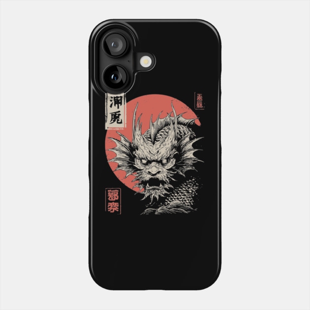 Mythical Japanese Dragon in Ukiyo-e Ink Phone Case by TuncGK