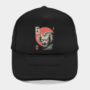 Mythical Japanese Dragon in Ukiyo-e Ink Hat