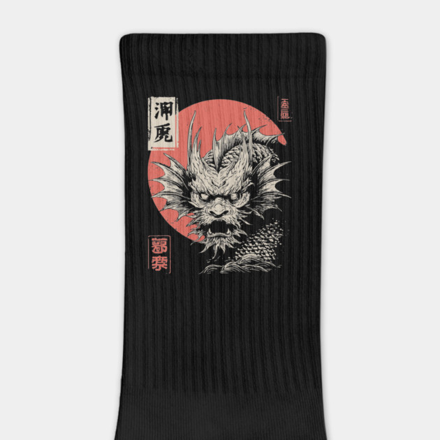 Mythical Japanese Dragon in Ukiyo-e Ink by TuncGK