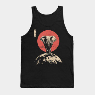 Cosmic World Elephant in Ukiyo-e Style Tank Top