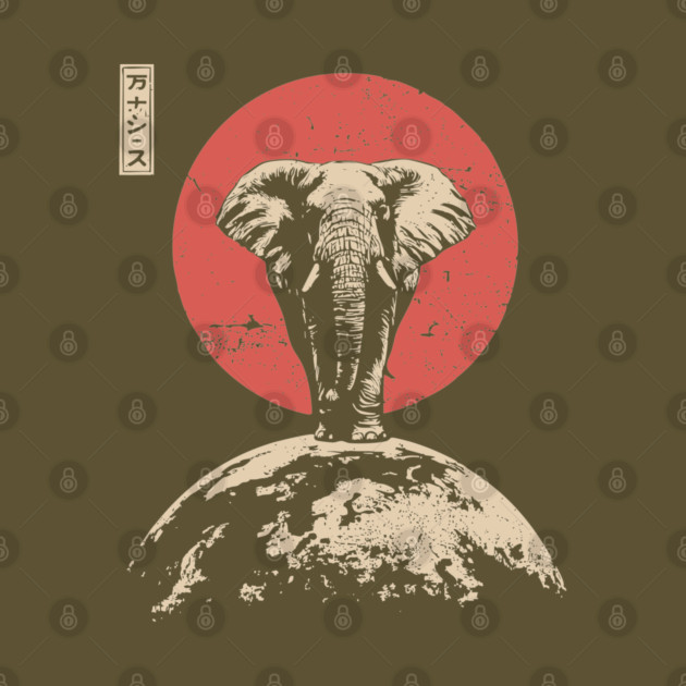 Cosmic World Elephant in Ukiyo-e Style by TuncGK