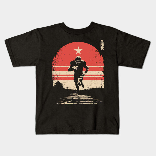 American Football Rusher in Ukiyo-e Style Kids T-Shirt by TuncGK