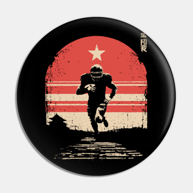American Football Rusher in Ukiyo-e Style Pin by TuncGK