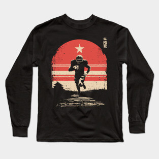 American Football Rusher in Ukiyo-e Style Long Sleeve T-Shirt