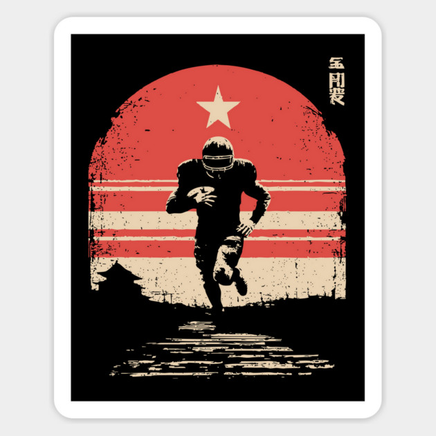 American Football Rusher in Ukiyo-e Style Magnet by TuncGK