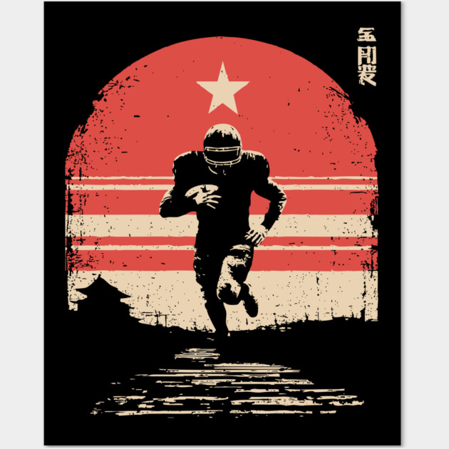 American Football Rusher in Ukiyo-e Style Wall Art by TuncGK