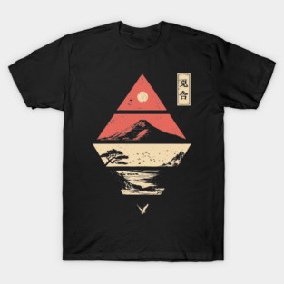 Geometric Japanese Landscape in Abstract Form T-Shirt