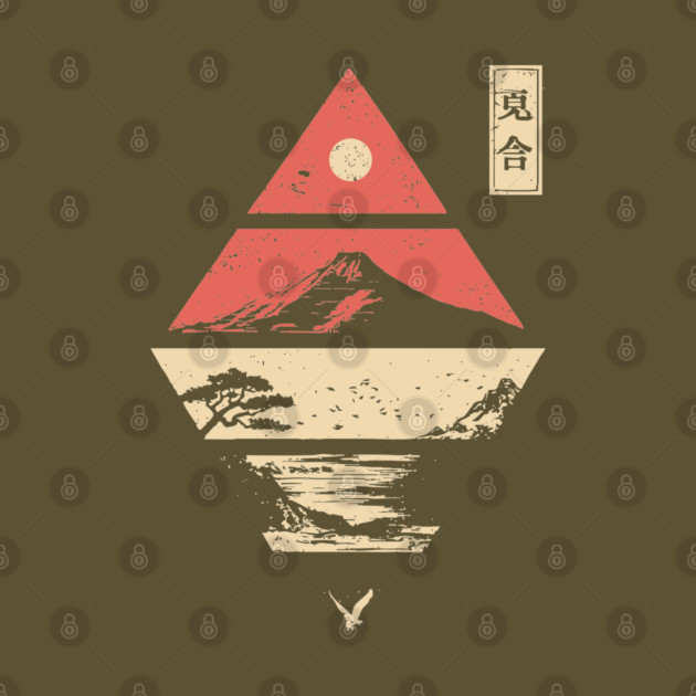 Geometric Japanese Landscape in Abstract Form by TuncGK