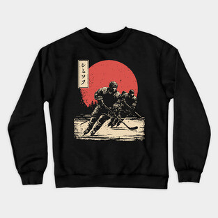 Ice Hockey Samurai Showdown in Ukiyo-e Crewneck Sweatshirt