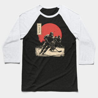 Ice Hockey Samurai Showdown in Ukiyo-e Baseball T-Shirt