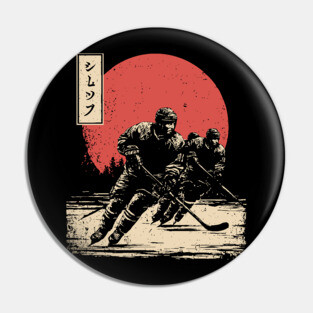 Ice Hockey Samurai Showdown in Ukiyo-e Pin