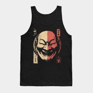Duality of Joy and Sorrow in Japanese Mask Art Tank Top