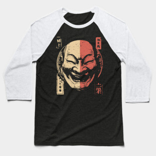 Duality of Joy and Sorrow in Japanese Mask Art Baseball T-Shirt