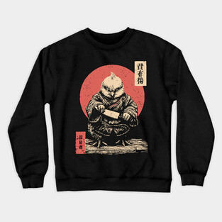 Samurai Chick with a Blade in Ukiyo-e Style Crewneck Sweatshirt
