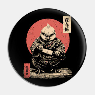 Samurai Chick with a Blade in Ukiyo-e Style Pin